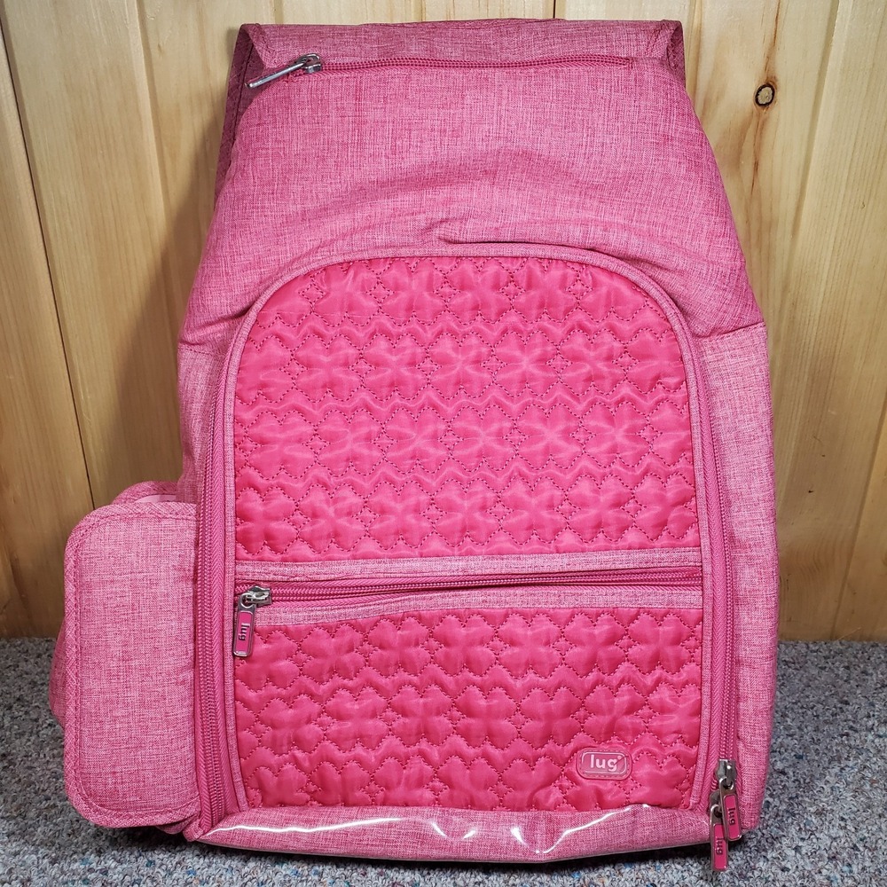 Lug Dodger Pink Mini Backpack Quilted Handle Travel School Bag READ/SEE PICS